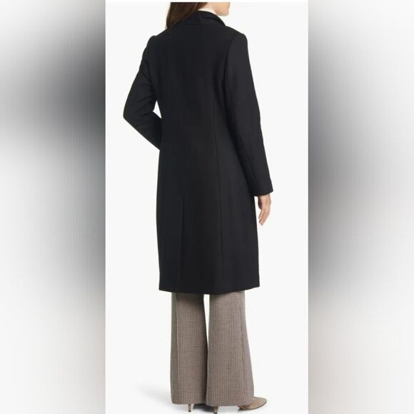 Cole Haan Asymmetric Zip Fine Twill Wool Blend Coat NWOT size 6 Black - Picture 2 of 5